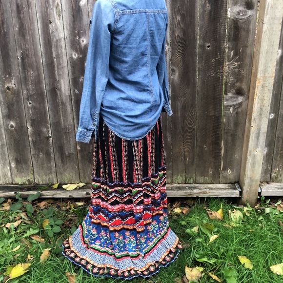Forever 21 Colorful Boho Maxi Skirt with Drawstring Elastic Waist! Size S/M. - Picture 8 of 10